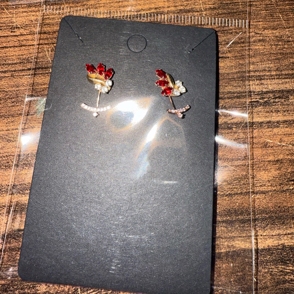 Elegant Red and Gold Earrings
